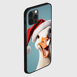 Чехол для iPhone 12 Pro Max Смеющийся гусь в новогодней шапке, цвет: 3D-черный — фото 2
