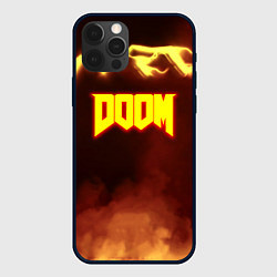 Чехол для iPhone 12 Pro Max Doom storm огненное лого, цвет: 3D-черный