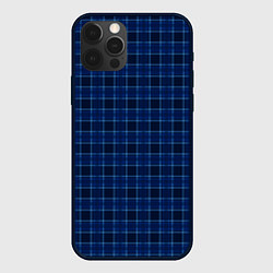 Чехол для iPhone 12 Pro Max Серьёзный синий в клетку, цвет: 3D-черный