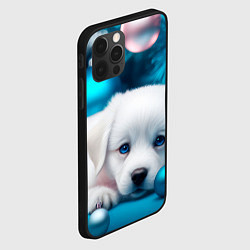 Чехол для iPhone 12 Pro Max Белый щенок с розовыми и голубыми шариками, цвет: 3D-черный — фото 2