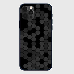 Чехол для iPhone 12 Pro Max Камуфляж гексагон черный, цвет: 3D-черный