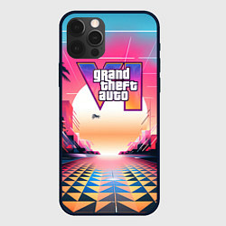 Чехол для iPhone 12 Pro Max GTA 6 retro abstract logo, цвет: 3D-черный