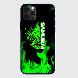 Чехол для iPhone 12 Pro Max Samurai green fire toxic, цвет: 3D-черный