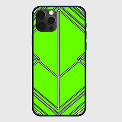 Чехол для iPhone 12 Pro Max Белые полосы на зелёном фоне, цвет: 3D-черный