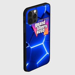 Чехол для iPhone 12 Pro Max GTA 6 лого на фоне разлома синих плит, цвет: 3D-черный — фото 2