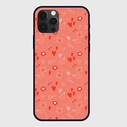 Чехол для iPhone 12 Pro Max Love heart message pattern, цвет: 3D-черный