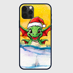 Чехол для iPhone 12 Pro Max Веселый дракон зеленый 2024, цвет: 3D-черный