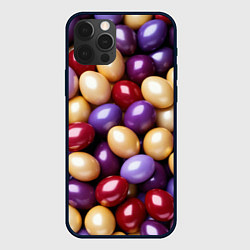 Чехол для iPhone 12 Pro Max Красные и фиолетовые пасхальные яйца, цвет: 3D-черный