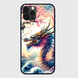 Чехол для iPhone 12 Pro Max Japanese dragon and sakura - engraving, цвет: 3D-черный