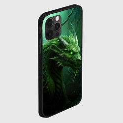 Чехол для iPhone 12 Pro Max Яркий зеленый дракон, цвет: 3D-черный — фото 2