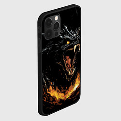 Чехол для iPhone 12 Pro Max Черный дракон в огне, цвет: 3D-черный — фото 2