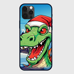 Чехол для iPhone 12 Pro Max Дракон в новогодней шапке, цвет: 3D-черный
