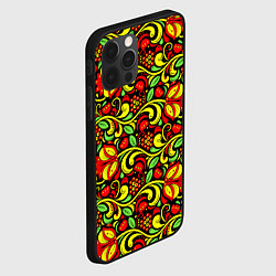 Чехол для iPhone 12 Pro Max Хохломская роспись красные цветы и ягоды, цвет: 3D-черный — фото 2