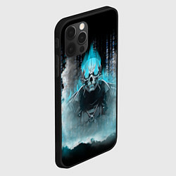 Чехол для iPhone 12 Pro Max Синий скелет в дыму, цвет: 3D-черный — фото 2