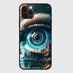 Чехол для iPhone 12 Pro Max Сюрреалистический глаз и пейзаж, цвет: 3D-черный