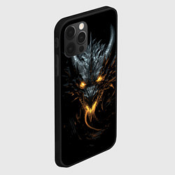 Чехол для iPhone 12 Pro Max Черный огненный пещерный дракон символ 2024, цвет: 3D-черный — фото 2
