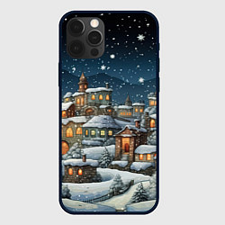 Чехол для iPhone 12 Pro Max Новогодний городок ночной, цвет: 3D-черный