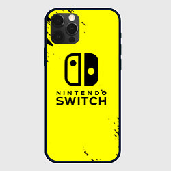 Чехол для iPhone 12 Pro Max Nintendo switch краски на жёлтом, цвет: 3D-черный