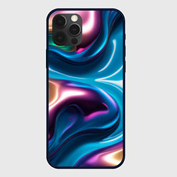 Чехол для iPhone 12 Pro Max Жидкий красочный металл, цвет: 3D-черный