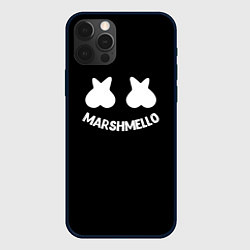 Чехол для iPhone 12 Pro Max Маршмеллоу белое лого, цвет: 3D-черный