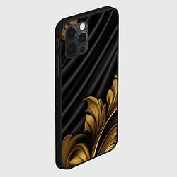 Чехол для iPhone 12 Pro Max Лепнина золотые узоры на черной ткани, цвет: 3D-черный — фото 2