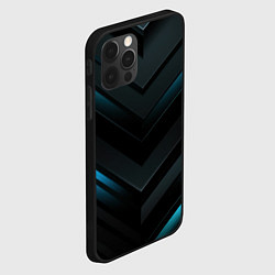 Чехол для iPhone 12 Pro Max Синее неоновое свечение геометрическая темная абст, цвет: 3D-черный — фото 2