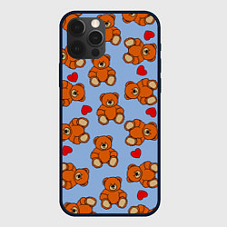 Чехол для iPhone 12 Pro Max Игрушки мишки и сердца, цвет: 3D-черный