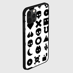 Чехол для iPhone 12 Pro Max Love death robots pattern white, цвет: 3D-черный — фото 2