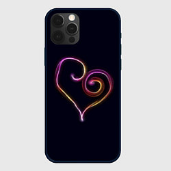 Чехол для iPhone 12 Pro Max Неоновое сердечко, цвет: 3D-черный