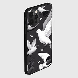 Чехол для iPhone 12 Pro Max Белые сизые голуби летящие в небе, цвет: 3D-черный — фото 2