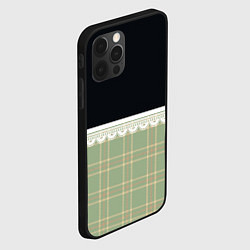 Чехол для iPhone 12 Pro Max Клетка и рюши в салатовом цвете, цвет: 3D-черный — фото 2