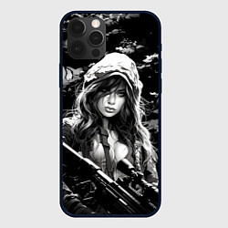 Чехол для iPhone 12 Pro Max Брюнетка снайпер, цвет: 3D-черный