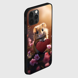 Чехол для iPhone 12 Pro Max Милый маленький хомячок с сердечком, цвет: 3D-черный — фото 2