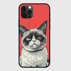 Чехол для iPhone 12 Pro Max Недовольный кот на день святого Валентина, цвет: 3D-черный