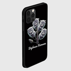 Чехол для iPhone 12 Pro Max Вербные котята на ветках, цвет: 3D-черный — фото 2