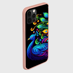Чехол для iPhone 12 Pro Max Neon peacock - art, цвет: 3D-светло-розовый — фото 2
