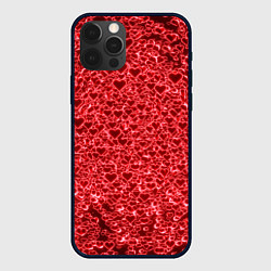 Чехол для iPhone 12 Pro Max Светящиеся объемные сердечки, цвет: 3D-черный