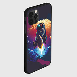 Чехол для iPhone 12 Pro Max Космонавт на ракете в галактике, цвет: 3D-черный — фото 2