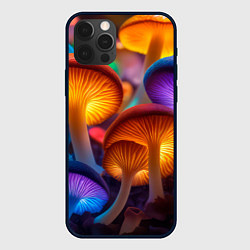 Чехол для iPhone 12 Pro Max Неоновые светящиеся грибы, цвет: 3D-черный