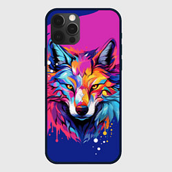 Чехол для iPhone 12 Pro Max Волк в стиле поп-арт, цвет: 3D-черный