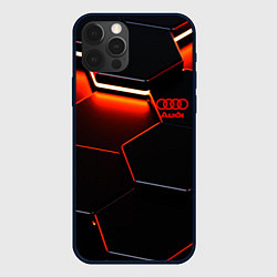 Чехол для iPhone 12 Pro Max Audi неоновый соты, цвет: 3D-черный