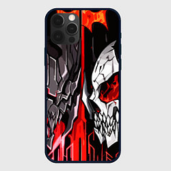 Чехол для iPhone 12 Pro Max Черепа и красные полосы, цвет: 3D-черный