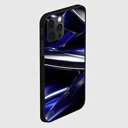 Чехол для iPhone 12 Pro Max Синие и серебреные абстрактные полосы, цвет: 3D-черный — фото 2