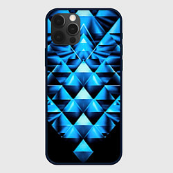 Чехол для iPhone 12 Pro Max Синие абстрактные ромбики, цвет: 3D-черный