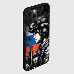 Чехол для iPhone 12 Pro Max Русская военная девушка, цвет: 3D-черный — фото 2