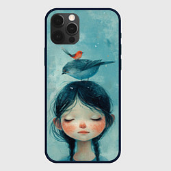 Чехол для iPhone 12 Pro Max Девочка с птицами, цвет: 3D-черный