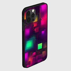 Чехол для iPhone 12 Pro Max Разноцветные квадраты и точки, цвет: 3D-черный — фото 2