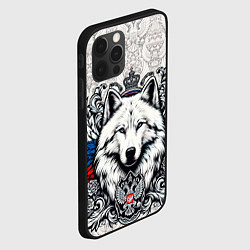 Чехол для iPhone 12 Pro Max Герб России и белый русский волк, цвет: 3D-черный — фото 2