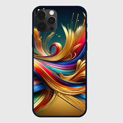 Чехол для iPhone 12 Pro Max Золотые линии, цвет: 3D-черный