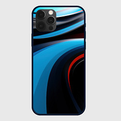 Чехол для iPhone 12 Pro Max Черные и синии волны спортивный стиль, цвет: 3D-черный